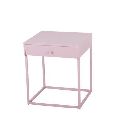 Bedroom Teapoy Designs Metal 4 Legs Bedside Table Nightstand with a Drawer