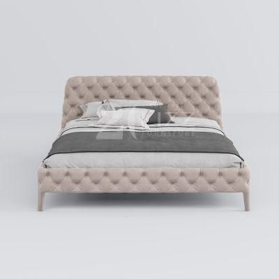 Unique Modern Simple Home Hotel Upholstery Furniture Bedroom Wooden Feet Bed Set