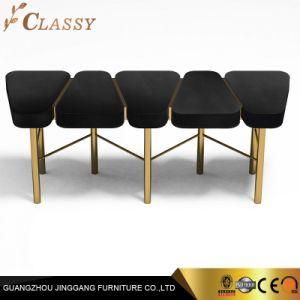 Feet Structure Wide Polished Stainless Steel Metal Pub Bar Stools with Black Cotton Velvet