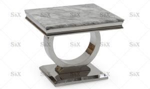 Arianna Stainless Steel Lamp Table with Grey Artificial Marble Top