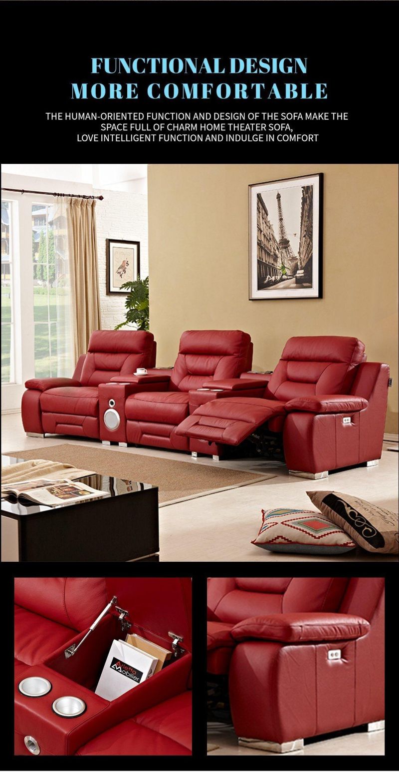 Hot Selling Leather Premium Home Theater Sofa Functional Sofa