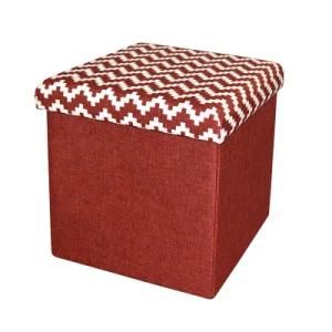 Knobby Multifunctional Linen Square Finishing Foldable Storage Square Ottoman Storage Box