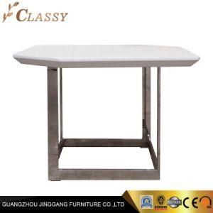 Living Room Silver Stainless Steel Based Coffee MDF Dining Table