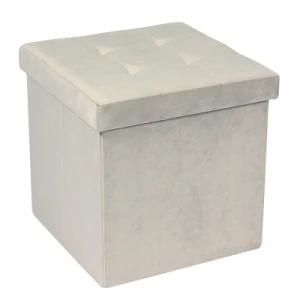 Knobby High Quality Square Folding Storage Furniture with Velvet Folding Stool Cube Ottoman