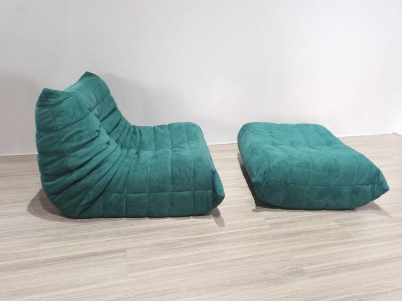 Popular 2-Seater Soft Caterpillars Fabric Leather Sofabed Couch with Ottoman