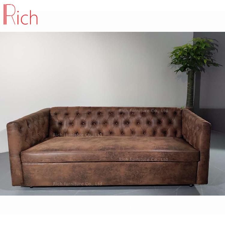 Velvet Fabric Tufted Divan Bed Modern Easy to Operate Sofa Bed for Living Room