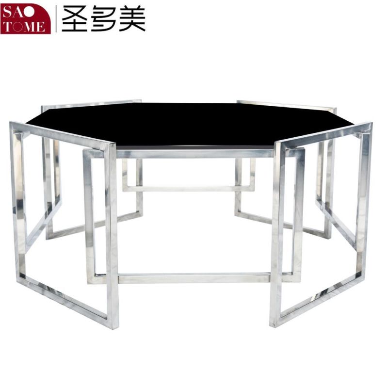 Modern Hotel Living Room Furniture Stainless Steel Glass End Table