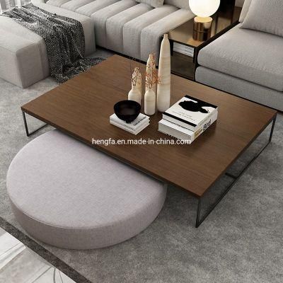 Custom Industrial Metal Legs Wood Oak Coffee Table for Hotel Furniture