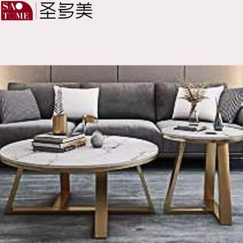 Modern Popular Living Room Furniture Two Specifications Matte Rock Plate Round Tea Table