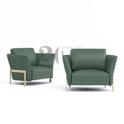 Home Furniture Manufacturer Luxury Modern Green Italian Leather Sofa Chair for Living Room Bedroom Office
