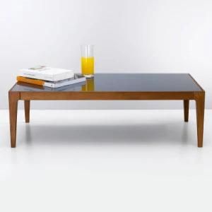 Morden Coffee Table with Tempered Glass, Solid Oak Coffee Table