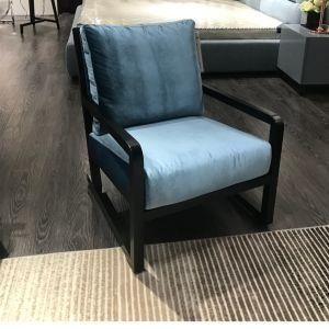 Blue Home Furniture Fabric Leisure Chair with Solid Wood Frame