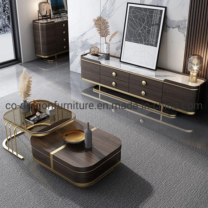 Gold Stainless Steel Height Coffee Table for Living Room Furniture