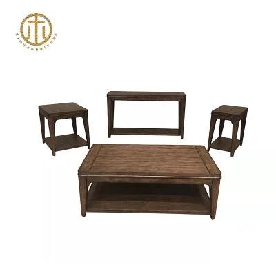 Living Room Furniture Combination Brown Solid Wood Multifunctional Coffee Table
