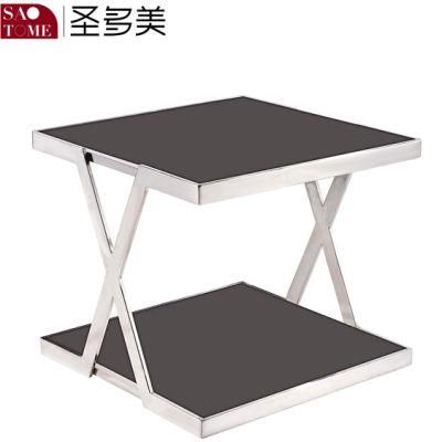 Modern Living Room Furniture Two Tiers Stowable Square End Table