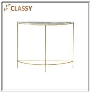 Sector Shape Marble Top Golden Steel Base Side Table