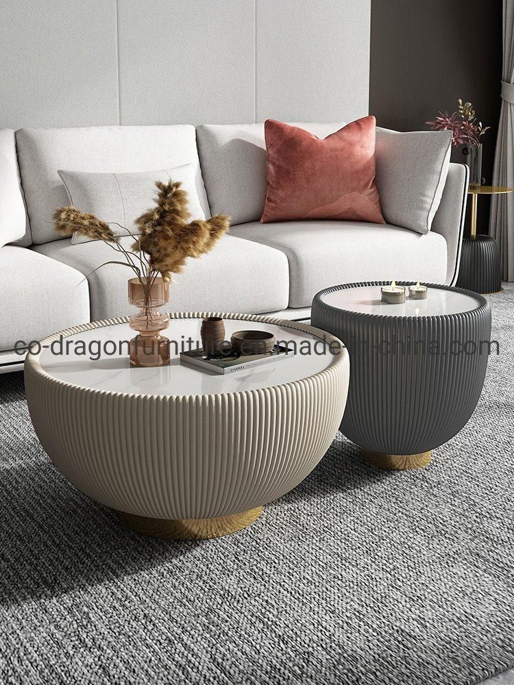 2021 Design Wooden Leather Round Coffee Table for Home Furniture