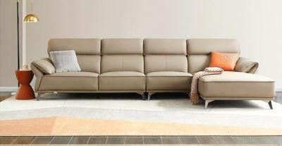 Modern Minimalist First Layer Yellow Leather Corner Sofa
