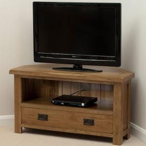 Solid Oak Corner TV + DVD Cabinet (HSRU0017C)