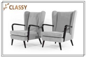 Metal Frame Leisure Chair Grey Cotton Living Room Chair
