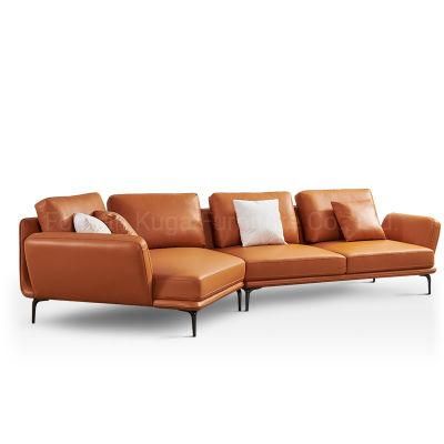 Real Leather Couch Contemporary Genuine Cattle Hide Sectional Sofa Modern Upholstered Living Room Furniture Set for Home S-2848