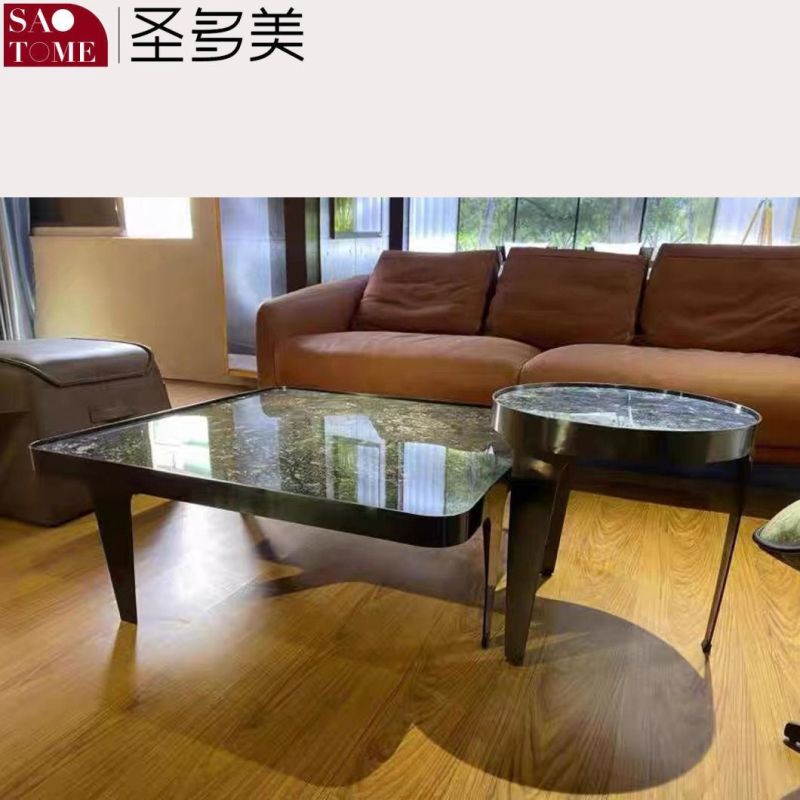 Modern Popular Living Room Furniture Two Sizes of Stainless Steel Gray Titanium Tea Table