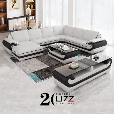 Modern Living Room Real Leather Corner Sofa