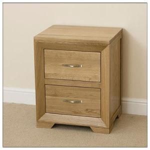 Wooden Furniture Solid Oak Two Drawer Bedside Cabinet