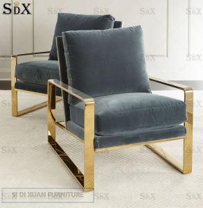 Modern Elegant Fabric Gold Stainless Steel Frame Living Room Dining Chair (CY100)