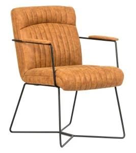 Modern Stacking Dining Chair for Home with Coated Metal Frame and Fabric Upholstered