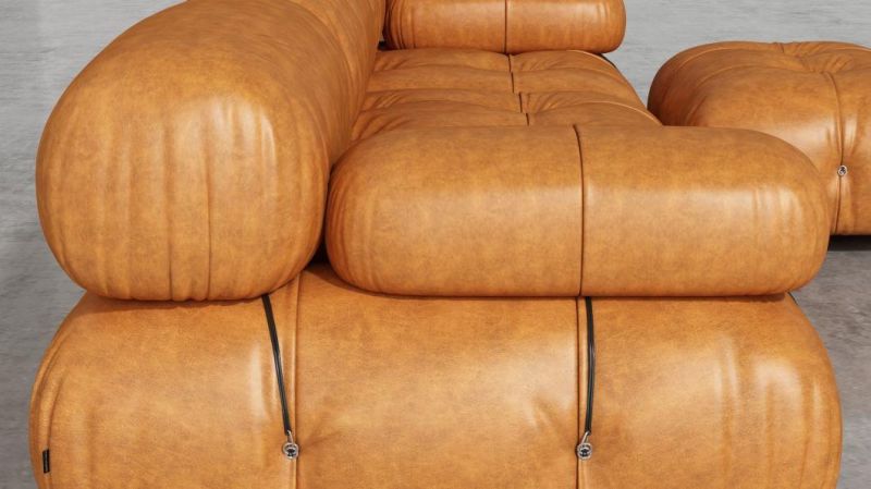 Vintage Brown Leather 3 Seat Mario Bellini Sofa Camaleonda Sofa Reproduction