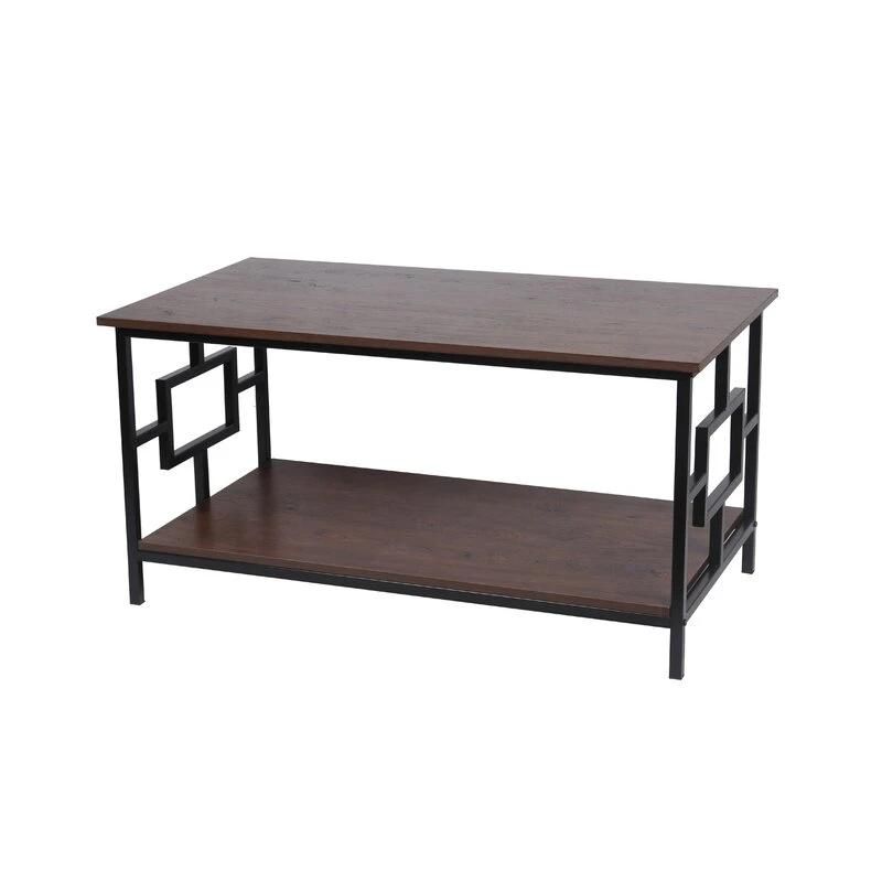 Gray Oak Finish Coffee Table Furniture with Storage Shelf for Living Room