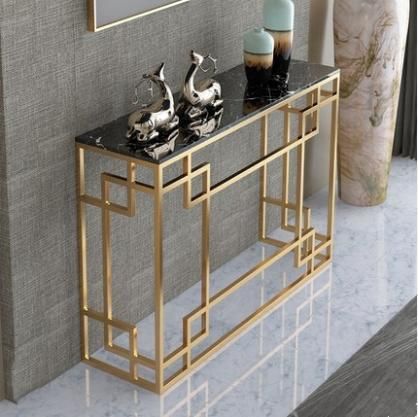 Yuhai Morden Luxury Marble Hallway Corner Console Table Decorative Living Room Console Table