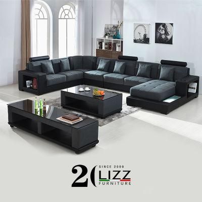 Modern Design Sectional Sofa Living Room Furniture Leather Sofa Couch with LED Lights