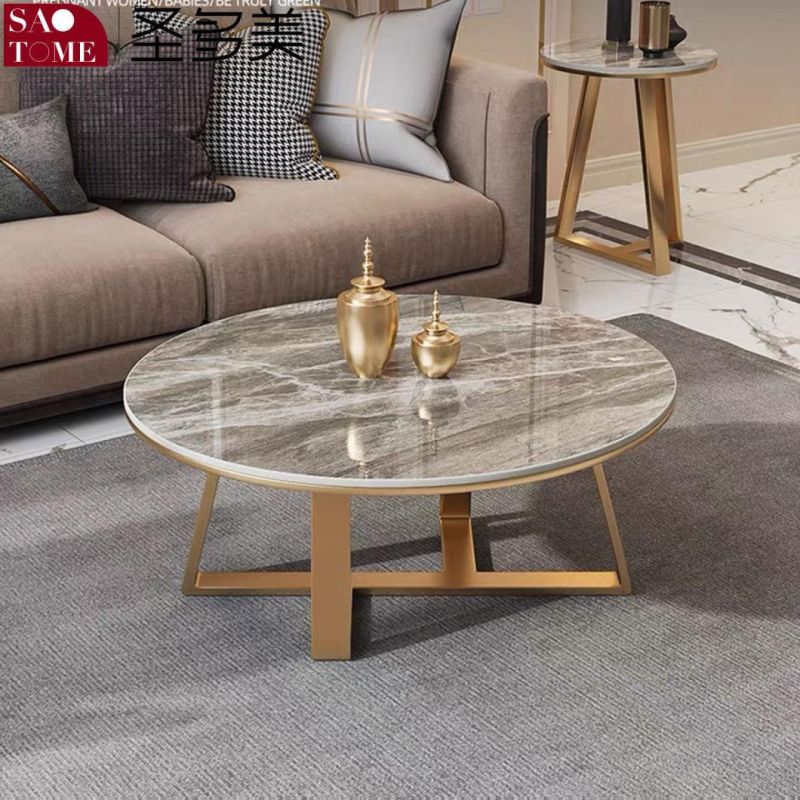 Modern Popular Living Room Furniture Two Specifications Matte Rock Plate Round Tea Table