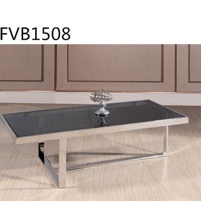 Square Coffee Table for Home Office Hotel with Tempered Glass Top