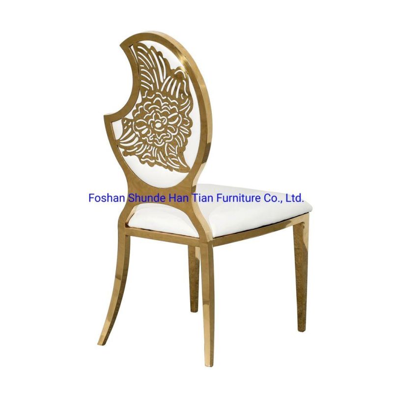New Design Gold White Event Rental Wedding Stainless Steel Wire Dining Chair Living Room Set