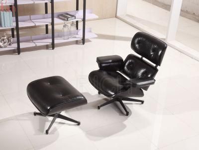 Classic Design Black Lounge Chair with Ottoman Footstool Hotel Living Room Chair