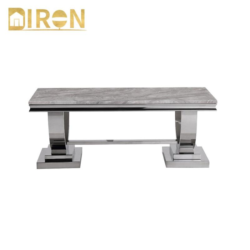 Contemporary Style Home Furniture Stainless Steel Base Marble Top Coffee Table