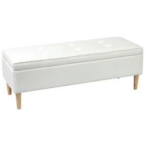 Knobby White Color PU Storage Ottoman Bed End Bench