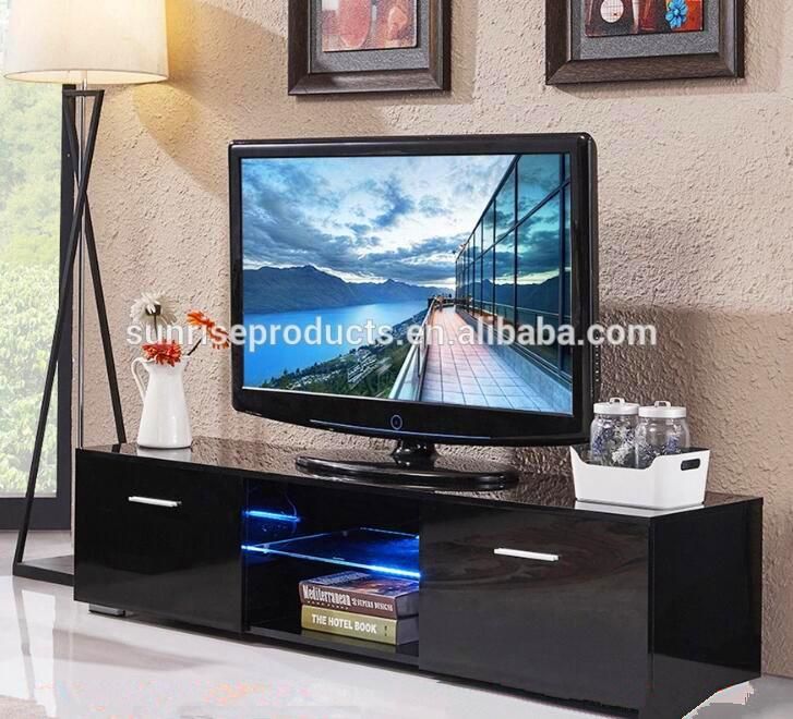 LED RGB Light White High Glossy Melamine MDF TV Stands