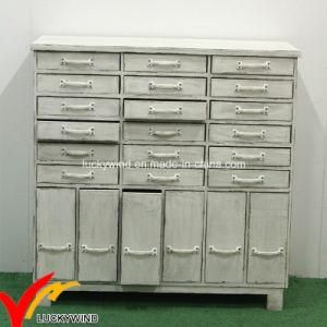 Antique White Wooden Living Room Storage Cabinets