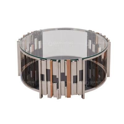 Luxury Home Furniture Gold Glass Top Nesting Coffee Table