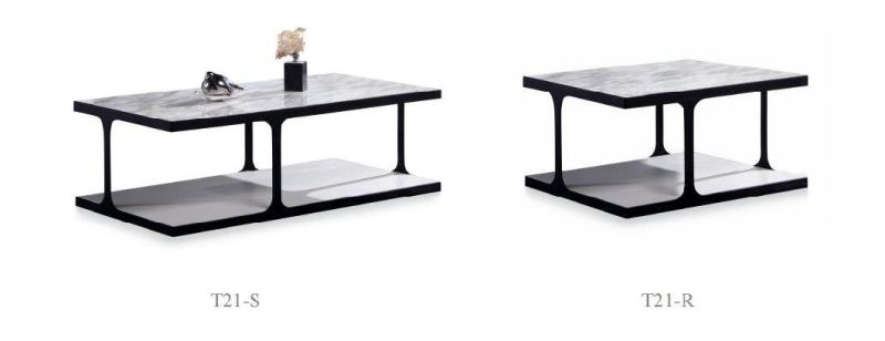 Modern Simple Living Room Furniture Luxury White Marble Coffee Tables Set Metal Furniture