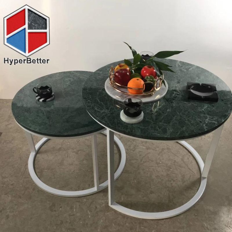 2PCS Set Nest Coffee Tables with Marble Top