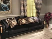 Luxury Classic European Lounge Fabrics Leisure Living Room Linen Furniture Round Seater Velvet Leisure Sofa