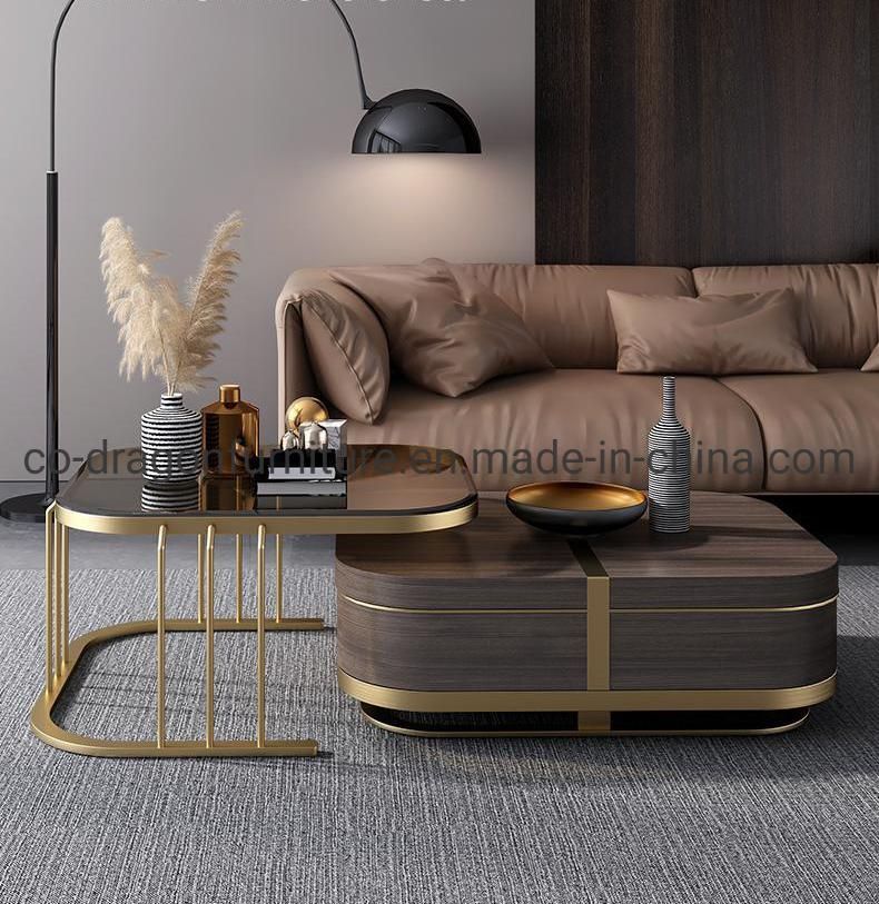 Gold Stainless Steel Height Coffee Table for Living Room Furniture