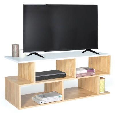 Simple Beech Wood and White Countertop TV Cabinet 0378