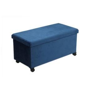 Knobby Velvet Wheel Leg Foldable Ottoman Bench Storage