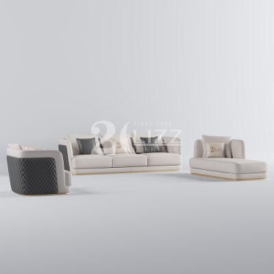 Unique Modern Design Sofa Set Furniture Sectional Geniue Leather 3 Seater Sofa with Single Sofa &amp; Chaise